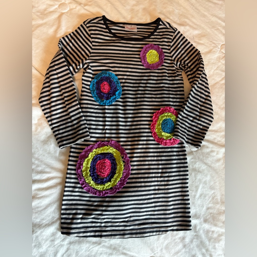 Hanna Andersson Striped Floral Dress SZ 120/6